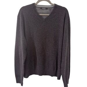 Saks Fifth Avenue Men's 100% Cashmere V-Neck Gray Sweater Size XXL